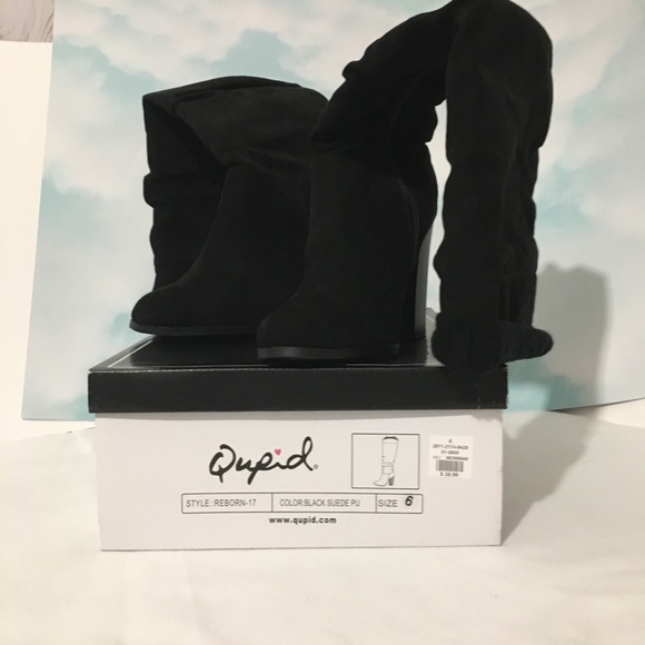 🎊Host Pick🎊 Qupid Black Suede Knee High Boots w/Cuff New/Box - Picture 2 of 8